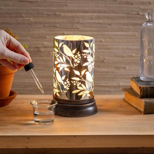 Plow & Hearth What She Shed LED Table Decor Aromatherapy Oil Warmer Floral Bird 7"H