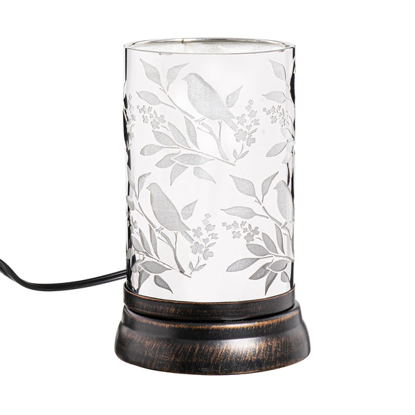 Plow & Hearth What She Shed LED Table Decor Aromatherapy Oil Warmer Floral Bird 7"H