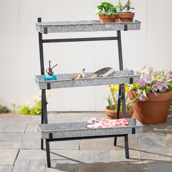 plow & hearth What She Shed Plant Stand Metal 3-Tiered Plant Stand