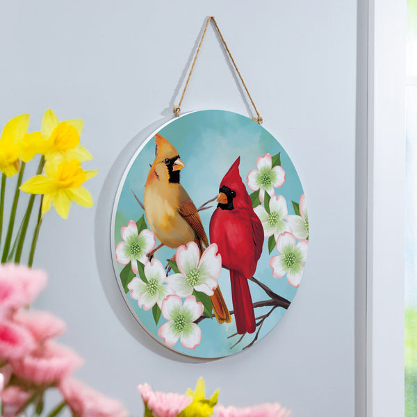 plow & hearth What She Shed Twin Cardinals 18" Door Décor