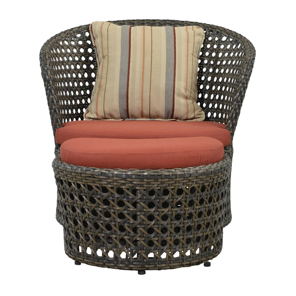 Plow & Hearth Wicker Conversation Set With Ottomans And Sunbrella Cushions 5-Piece Set