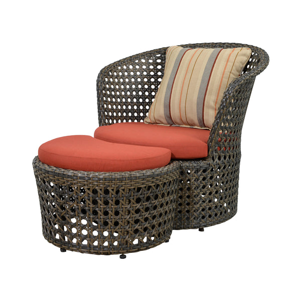 Plow & Hearth Wicker Conversation Set With Ottomans And Sunbrella Cushions 5-Piece Set