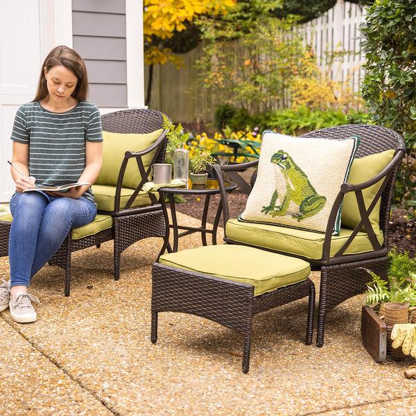 Plow & Hearth Wicker Patio Furniture Set With Cushions