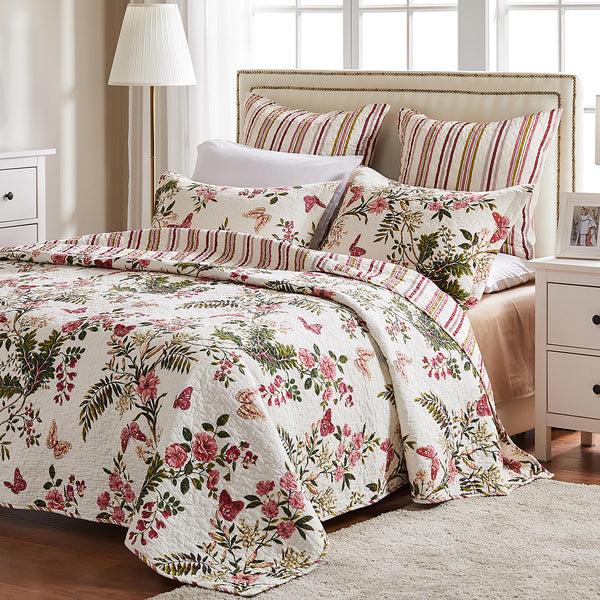 plow & hearth Wild Bouquet Cotton Quilted Bedding Set King