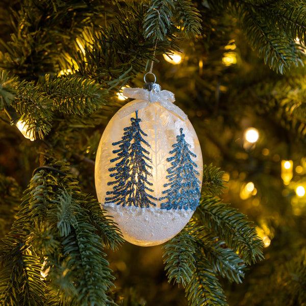 plow & hearth Winter blues Florest Oval Lighted Ornament