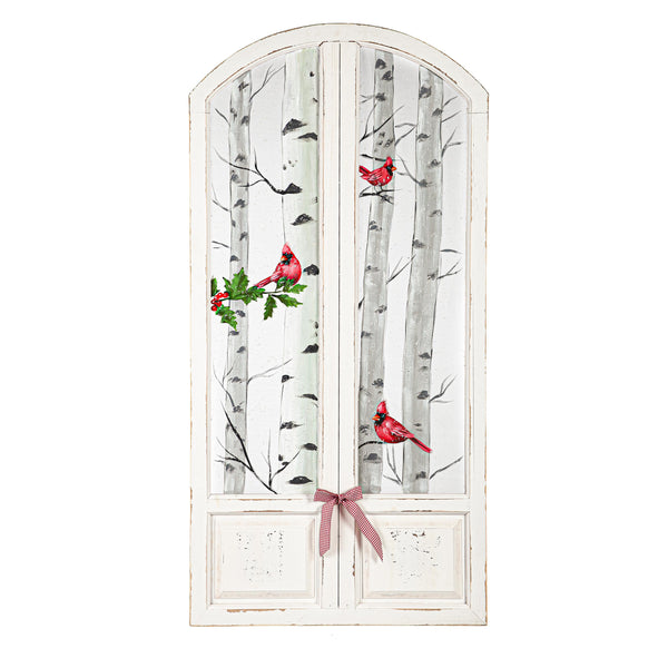 Plow & Hearth Winter Cardinal Arched Window Wall Decor