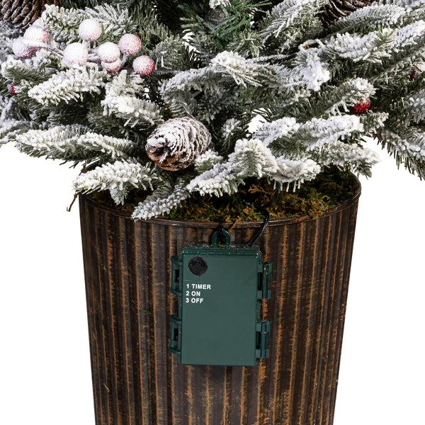 Plow & Hearth Winter Grove Faux Floral Table Decor Artificial Frosted Pine 35"H