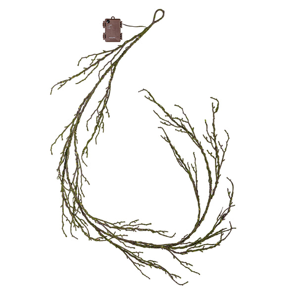 Plow & Hearth Winter Grove Garland Mossy LED Artificial 72"L