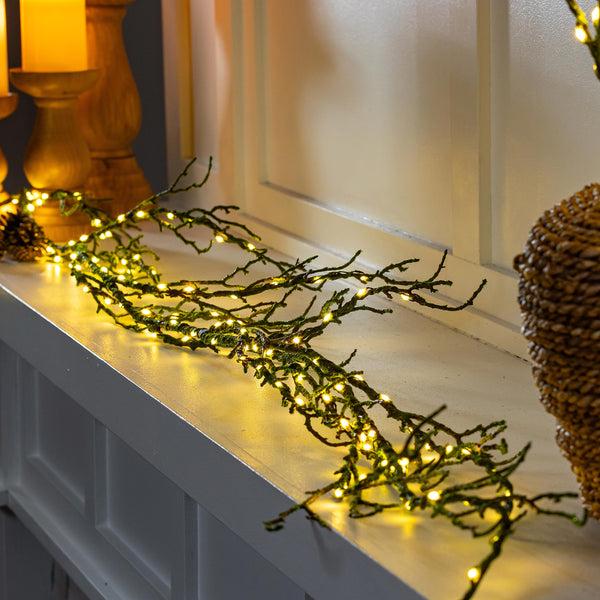 plow & hearth Winter Grove Garland Mossy LED Artificial 72"L