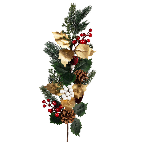 Plow & Hearth Winter Grove Stem Artificial Pine Cone And Berry 24"H