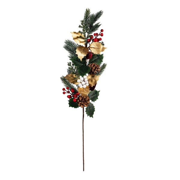 plow & hearth Winter Grove Stem Artificial Pine Cone and Berry 24"H