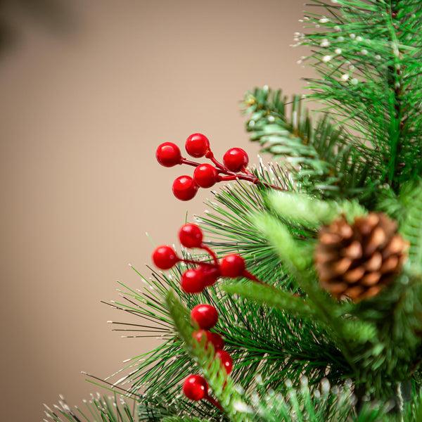 Plow & Hearth Winter Grove Tree Artificial LED Pine Cone And Berry 48”H