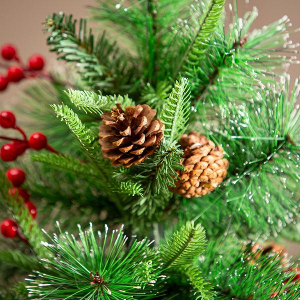 Plow & Hearth Winter Grove Tree Artificial LED Pine Cone And Berry 48”H