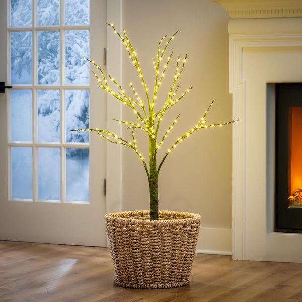 plow & hearth Winter Grove Tree Mossy Indoor/Outdoor LED Artificial Tree 48"H