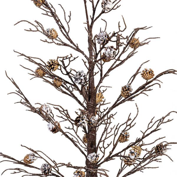 Plow & Hearth Winter Grove Tree Pine Cone Frosted Indoor/Outdoor LED Tree 48"H