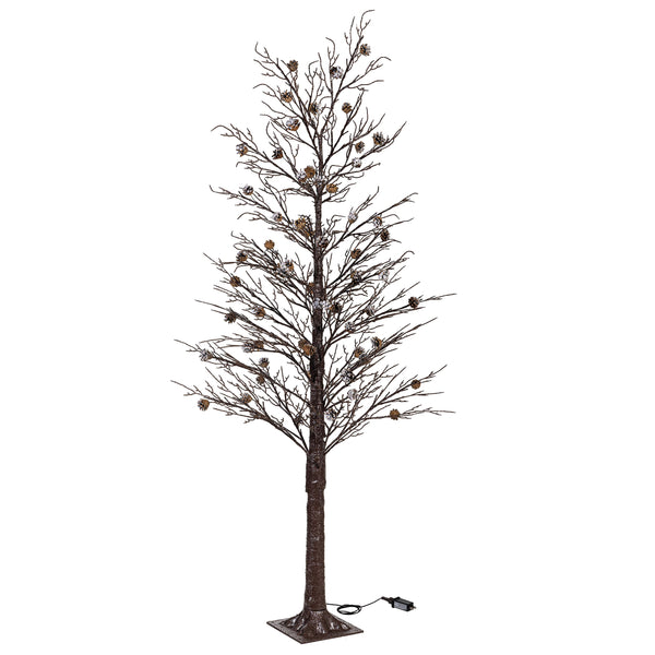 Plow & Hearth Winter Grove Tree Pine Cone Frosted Indoor/Outdoor LED Tree 72"H