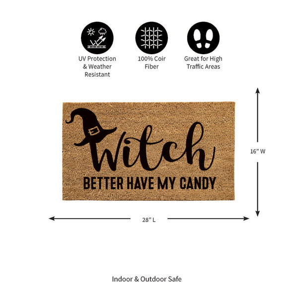 Plow & Hearth Witch Better Have My Candy Coir Doormat 28"x16"