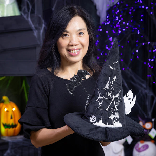 Plow & Hearth Witch Hat LED Fabric Table Décor 13.75"H