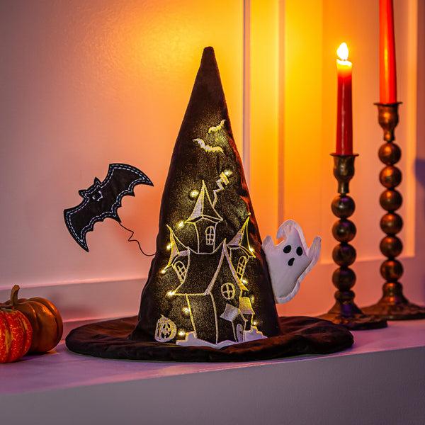 plow & hearth Witch Hat LED Fabric Table Décor 13.75"H