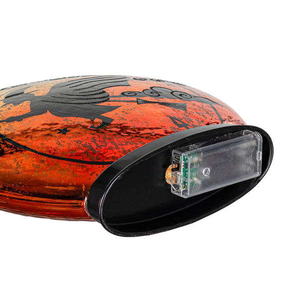 Plow & Hearth Witch On Broom LED Crackle Glass Table Décor 9.75"H