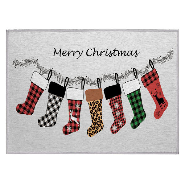 Plow & Hearth Wonderland Stockings Polyester Area Rug