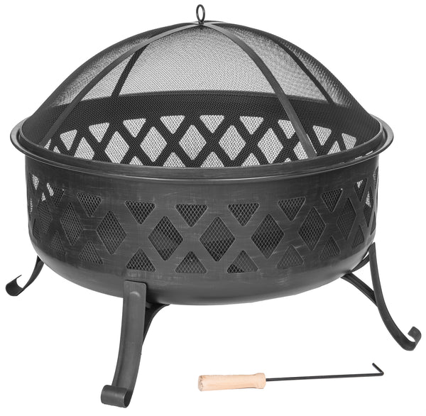 plow & hearth Wood Burning Fire Pit Diamond Design Black Finish