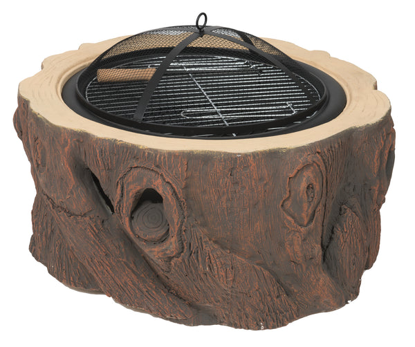 plow & hearth Wood Burning Fire Pit Stump Design Brown Finish