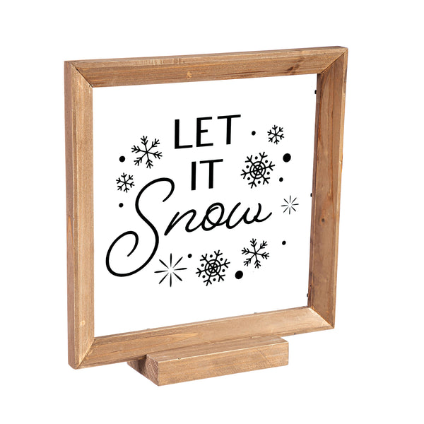 Plow & Hearth Wood Framed Décor Set Of 3 "Season's Greetings" "Peace On Earth" "Let It Snow"