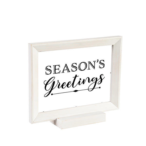 Plow & Hearth Wood Framed Décor Set Of 3 "Season's Greetings" "Peace On Earth" "Let It Snow"