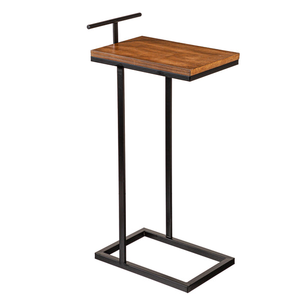 Plow & Hearth Wooden Square Top With Black Metal Base Side Table