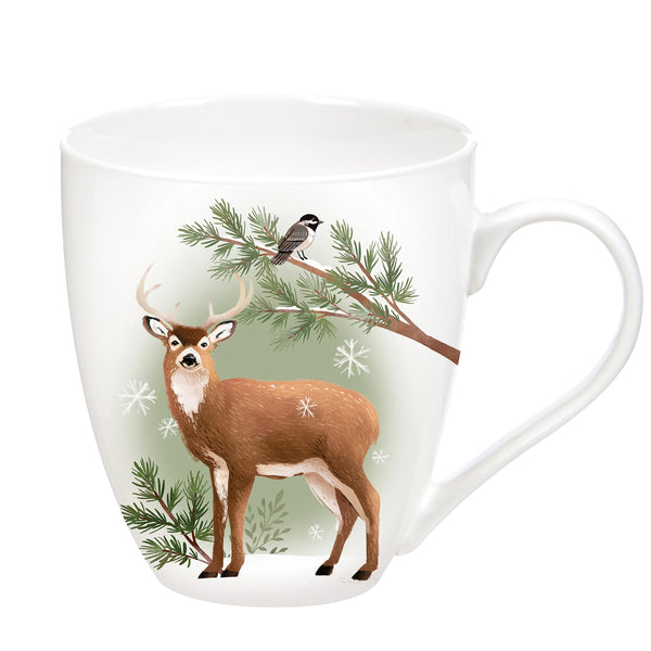 Plow & Hearth Woodland Storybook Coffee Cup Ceramic Cup O' Java Deer 17oz Gift Box