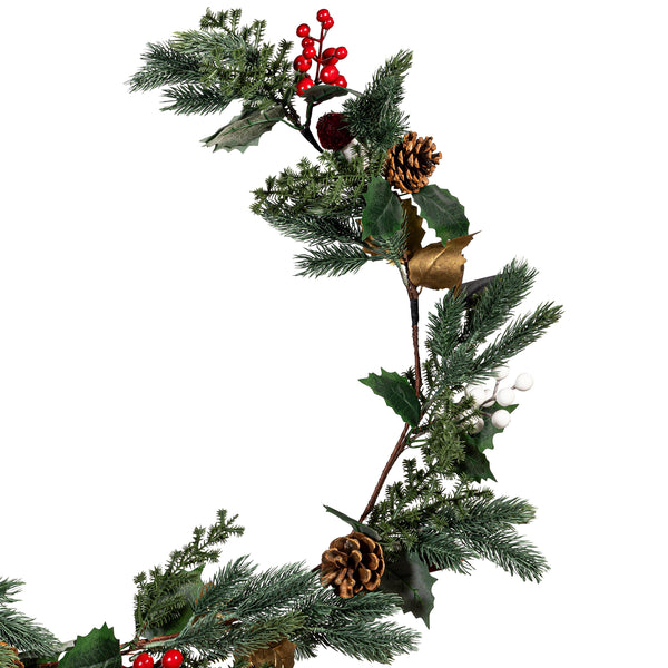 Plow & Hearth Woodland Storybook Garland Artificial With Pine Cone And Berry 72”H