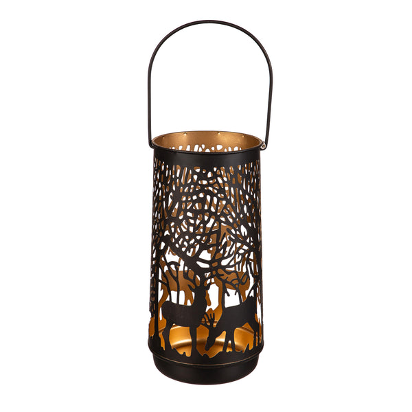 Plow & Hearth Woodland Storybook Outdoor Lamp & Lighting Metal Lantern Woodland Forest 12"H
