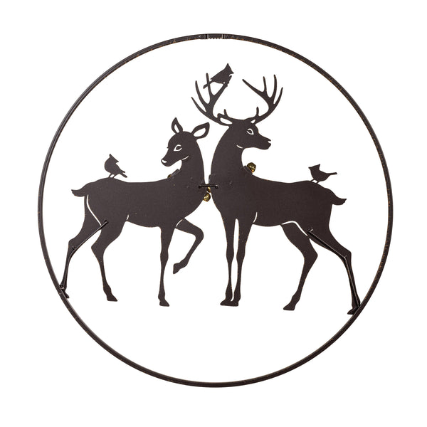 Plow & Hearth Woodland Storybook Outdoor Wall Decor Metal Reindeer Circular Wall Art 20"