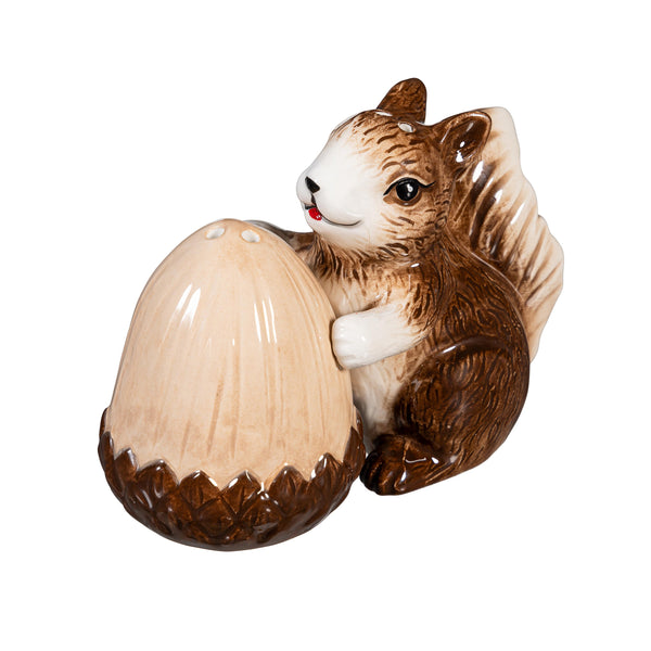 Plow & Hearth Woodland Storybook Salt & Pepper Shakers Ceramic Squirrel With Acorn Set Of 2