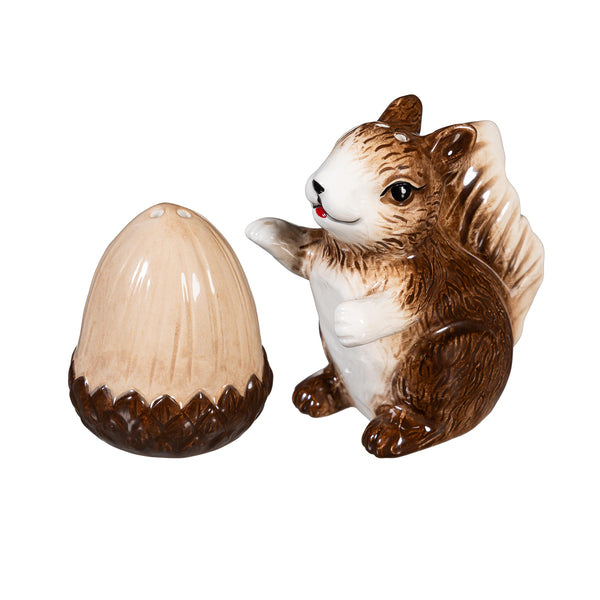Plow & Hearth Woodland Storybook Salt & Pepper Shakers Ceramic Squirrel With Acorn Set Of 2