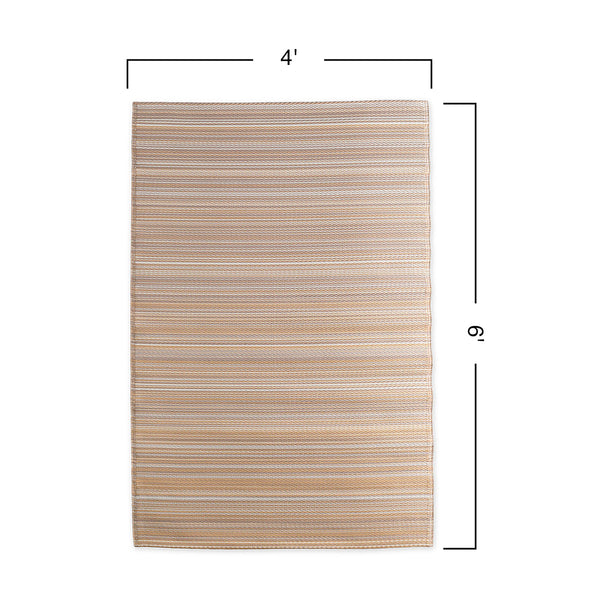 Plow & Hearth Woven Recycled Indoor/Outdoor Mat 4' X 6' Beige Stripe