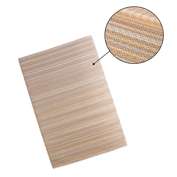 Plow & Hearth Woven Recycled Indoor/Outdoor Mat 4' X 6' Beige Stripe