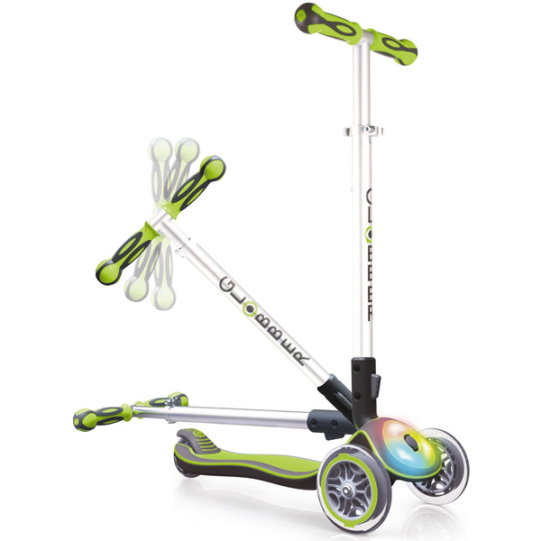 Globber Elite With Front Lights - Green