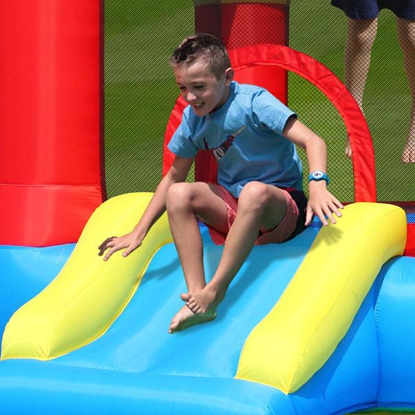 Happy Hop Castle Inflatable Bouncer With Slide And Hoop