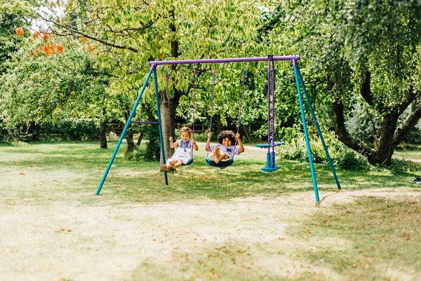 Jupiter Metal Double Swing And Glider - Purple/Teal