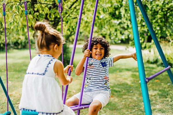 Jupiter Metal Double Swing And Glider - Purple/Teal