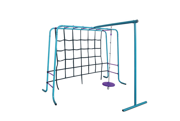 Metal Monkey Bars with Swing and Climbing Wall