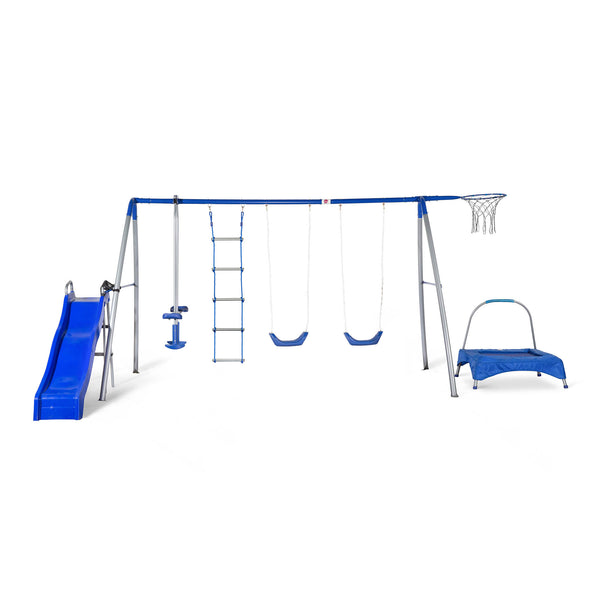 Plum Multiplay Climb Bounce And Slide Metal Swing Set