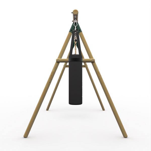 Plum® Gibbon™ Wooden Swing Set - Swing Trapeze Disc Seat & Punch Bag