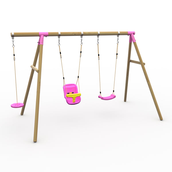 Plum® Loris™ Wooden Swing Set - Single Swing Baby Seat & Disc Seat