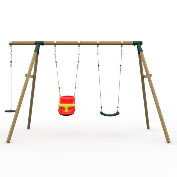 Plum® Loris™ Wooden Swing Set - Single Swing Baby Seat & Disc Seat