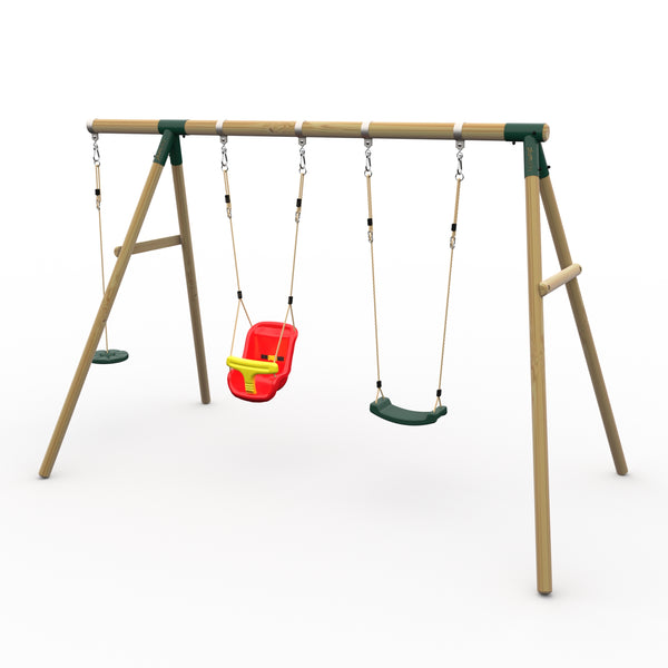Plum® Loris™ Wooden Swing Set - Single Swing Baby Seat & Disc Seat