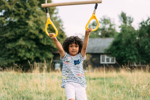 Plum® Mangabey Wooden Swing Set - Single Swing Baby Seat & Trapeze