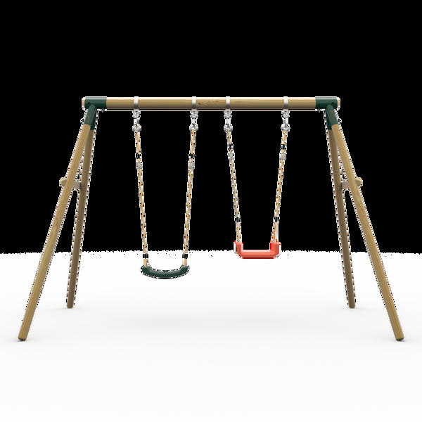 Plum® Marmoset™ Wooden Swing Set - Single Swing & 3 In 1 Baby Seat - Green